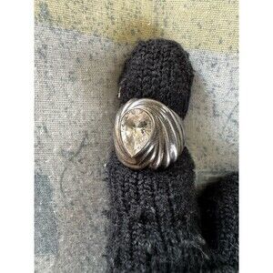 Cocktail Ring 925 Sterling Silver Cubic Zirconia Vintage Sz 5.5